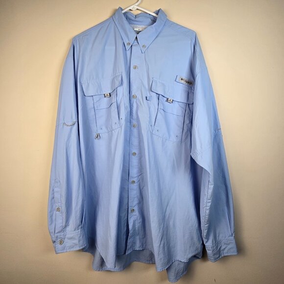 Columbia Mens Fishing Shirt Blue Size Extra Large  Button Up Vented Sportsman - Picture 1 of 11